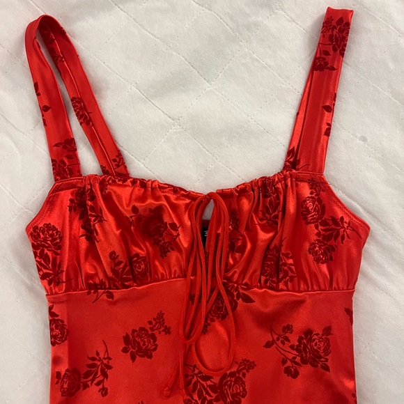 Motel Rocks - Red Silk Mini Dress - Picture 2 of 4